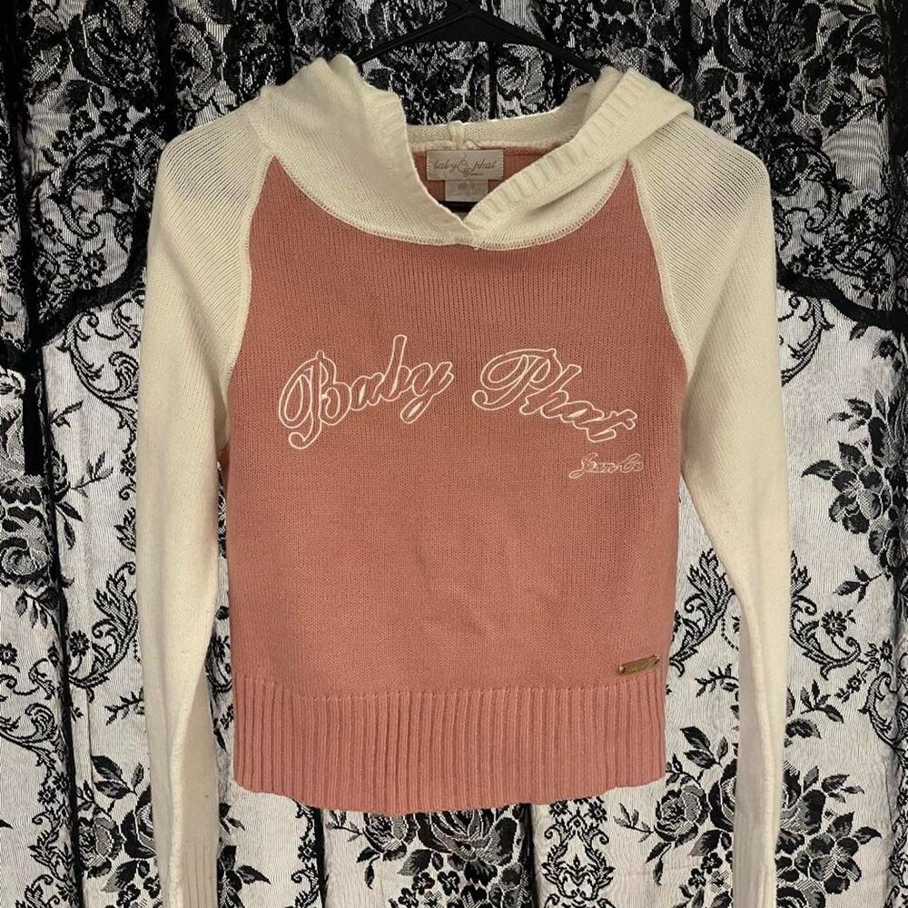 Baby-phat Women's Pink and Cream Hoodie